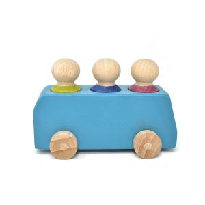 Wooden Bus with Figures Blue Online Online Free Shipping