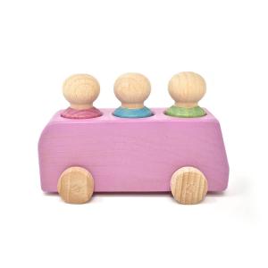 Wooden Bus with Figures Pink Best Sale Cheap Online