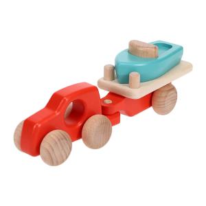 Wooden Toy Car with Boat Clearance Get Authentic