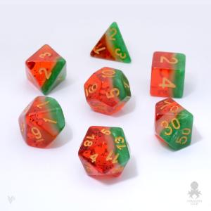 Watermelon 7pc Dice Set Inked in Gold Clearance Wholesale Pice