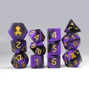 12pc Purple and Black Gummi Polyhedral Dice Set Clearance Low Pice Fee Shipping
