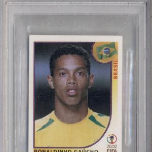 2002 Panini World Cup Korea Japan Sticker Black Back Ronaldinho PSA 8 Discount Wide Range Of