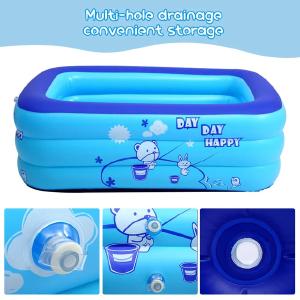 Inflatable Family Swimming Pool with Bubble Bottom  43"x28"x15" Kids' Outdoor Summer Fun 100% Authentic Sale Online