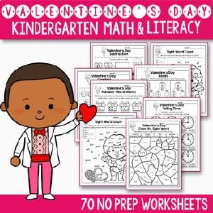 Valentine's Day Math and Literacy BUNDLE Valentine's Day Activities Kindergarten Clearance 2025