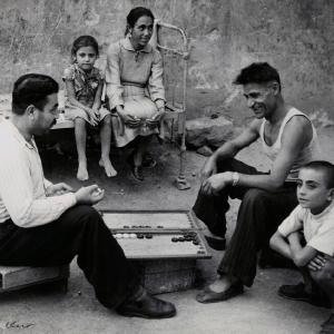 'Playing backgammon in the courtyard near their homes in Yerevan' Portrait Print Discount The Cheapest