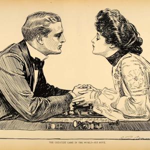 1906 Print Charles Dana Gibson Girl Lovers Chess Game Victorian Romance Satire Cheap Sale Pictures