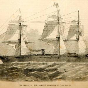 1854 Wood Engraving HMS Himalaya Steamship British Navy Troop Ship Sailing Sails Sale Online Shop