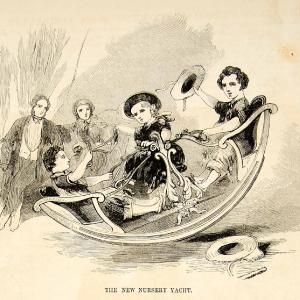 1852 Wood Engraving Art Nursery Yacht Children Toy Victorian Era Kids Baby YGP2 Clearance Tumblr