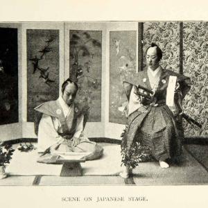 1896 Print Theater Scene Play Japanese Actors Costume Set Sword Samurai XGED9 Cheap Sale Comfortable