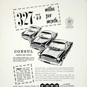 1957 Ad Ford Consul Zephyr Zodiac Saloon Car Classic Automobile Garage Auto YMT2 Limited Edition
