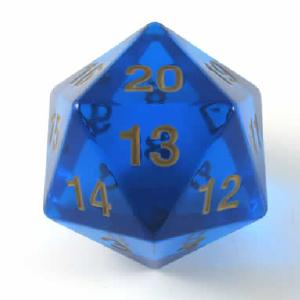 55mm Transparent D20 (Sapphire w/ Gold) Spin-Down Die Collections For Sale