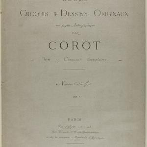 Art Print : Cover and Text for Album Douze Croquis et Dessins Originaux, Jean Baptiste Camille Corot, c.1698, Vintage Wall Decor : Cheap Sale Really
