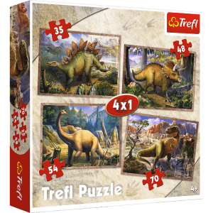 TREFL 4-IN-1 PUZZLE DINOSAURS Discount Outlet Store