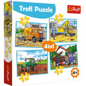 TREFL 4-IN-1 PUZZLE LARGE CONSTRUCTION VEHICLES Clearance Fast Delivery