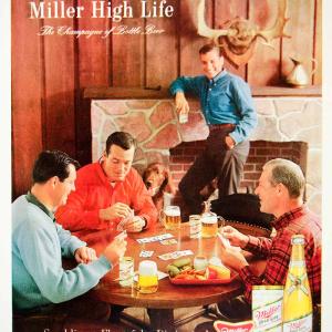1966 Ad Vintage Miller High Life Beer Men Playing Cards Game Can Bottle YLZ1 Pices For Sale