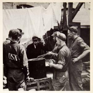 1945 Print Normandy Invasion World War Two United States Navy Men Canteen XEMA8 Sale Professional