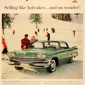 1960 Ad Green Dodge Dart Automobile Winter Ice Skating - ORIGINAL CARS7 With Mastercard Online