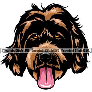 Labradoodle Dog Color Head Cute Face Animal Canine K-9 K9 Vector Puppy Pup Head Purebred Pedigree Clipart SVG Clearance Classic