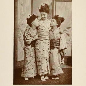 1898 Print Japanese Girls Schoolgirls Kimono Costume - ORIGINAL HISTORIC PNR3 Cheap Tumblr