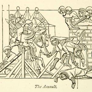 1872 Wood Engraving Assault Medieval Knight Trebuchet Crossbow Calvary XEQA3 Cheap Sale Big Sale