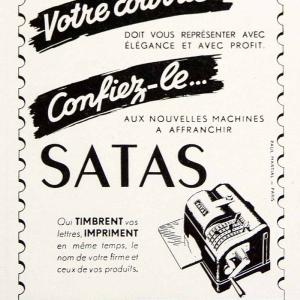 1953 Ad Satas 112 Avenue De Wagram Paris Stamp Print Office Machine French VEN8 Free Shipping Fake