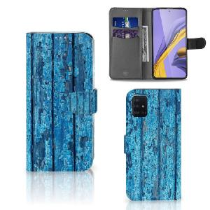 Samsung Galaxy A51 Book Style Case Wood Blue Discount Cost