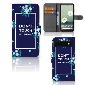 Google Pixel 6A Portemonnee Hoesje Flowers Blue DTMP Fast Delivery Online