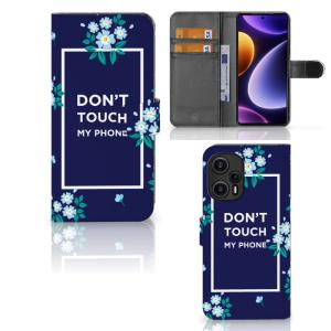 Xiaomi Poco F5 Portemonnee Hoesje Flowers Blue DTMP Clearance High Quality
