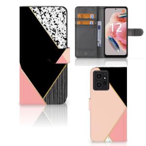 Xiaomi Redmi Note 12 4G Book Case Zwart Roze Vormen Pices Cheap Online