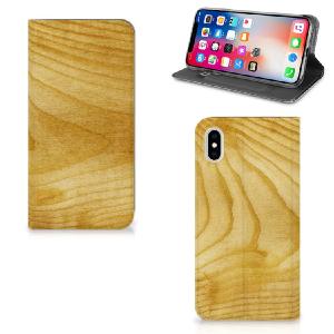 Apple iPhone Xs Max Book Wallet Case Licht Hout Latest