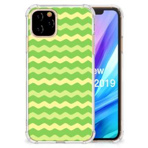 Apple iPhone 11 Pro Doorzichtige Silicone Hoesje Waves Green Perfect Cheap Pice