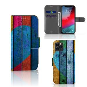 Apple iPhone 11 Pro Book Style Case Wood Heart - Cadeau voor je Vriend Amazing Pice