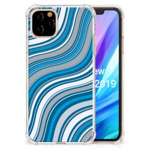 Apple iPhone 11 Pro Doorzichtige Silicone Hoesje Waves Blue 2025 Newest