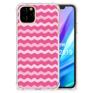 Apple iPhone 11 Pro Doorzichtige Silicone Hoesje Waves Pink Discount Low Pice