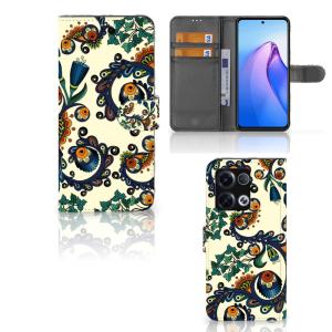 Wallet Case OPPO Reno8 Pro Barok Flower Visa Payment For Sale