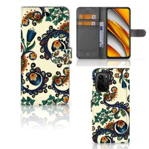 Wallet Case Poco F3 | Xiaomi Mi 11i Barok Flower Clearance Affordable