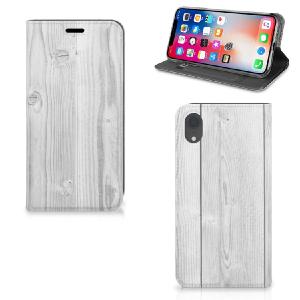 Apple iPhone Xr Book Wallet Case White Wood Outlet New