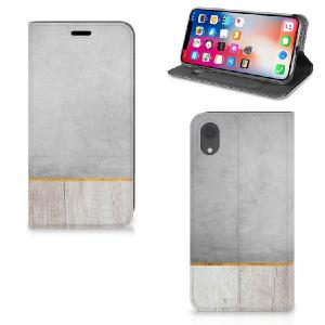 Apple iPhone Xr Book Wallet Case Wood Concrete High Quality For Sale