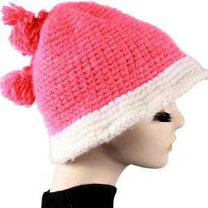 20s Pink White Crochet Knit Cloche Toboggan Hat Clearance From China