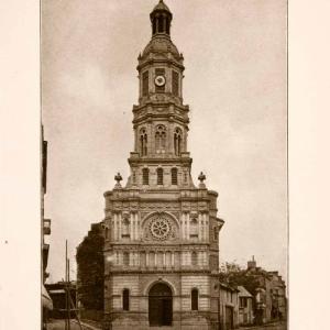 1905 Halftone Print Notre Dame Trouville Church Landmark Tower Historical Clock Outlet Hot Sale