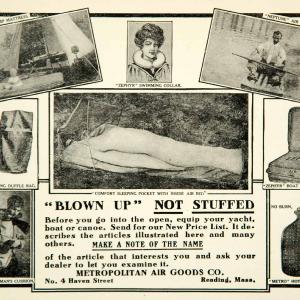 1910 Ad Metropolitan Air Goods Sporting Boat Camp Mattress 4 Haven St YNS1 Best Seller For Sale