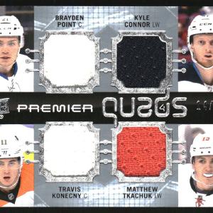 2016 UD Premier Quad Jersey Brayden Point Kyle Connor Travis Matthew Tkachuk /49 Discount Cheapest