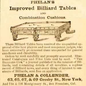 1863 Ad Phelan & Collender Billiard Pool Tables 63 65 67 69 Crosby Street YHW2 Discount Best