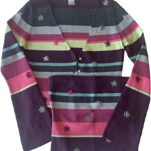 00s Striped And Embroidered Tube Top Sweater Set By Beth Bowley Cheap Low Shipping