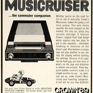 1969 Ad Crown Musicruiser Auto Stereo Cassette 755 Folsom St San Francisco YCD7 Manchester