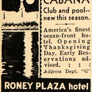 1930 Ad Roney Plaza Hotel Miami Beach Cabana Club Pool - ORIGINAL WW3 Sale Good Selling