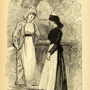 1876 Wood Engraving Hindeloopen Holland Women Cultural Dress Attire Havard XGF4 Supply