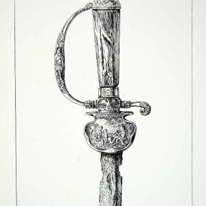 1877 Lithograph WB Redfarn Art Hilt Hunting Sword Couteau de Chasse Weapon ZZ14 Cheap Outlet Store