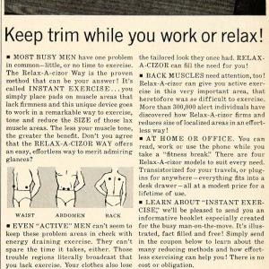 1962 Ad Relax-A-Cizor Passive Exercise Machine Advertising Weight YMM5 Cheap Sale Countdown Package