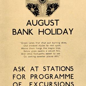 1933 London Underground August Bank Holiday Poster B/W Decorative Floral POSA6 Sast Online